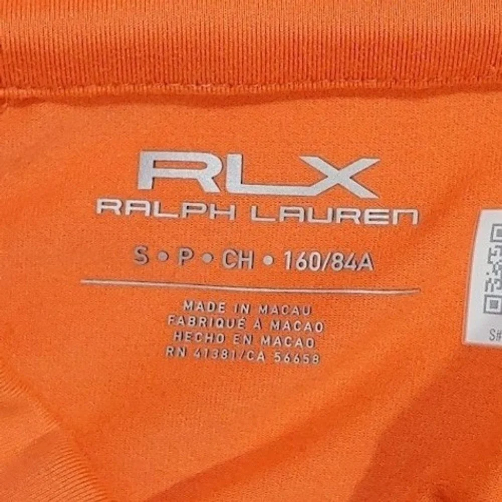 RLX Ralph Lauren Mens Orange 1/4 Zip Performance Golf Pullover Active Fit Size S